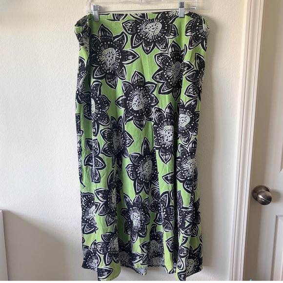 Cato Dresses & Skirts - Cato Green Black Floral Linen Blend Maxi Skirt Plus Size 18/20W Boho Tropical